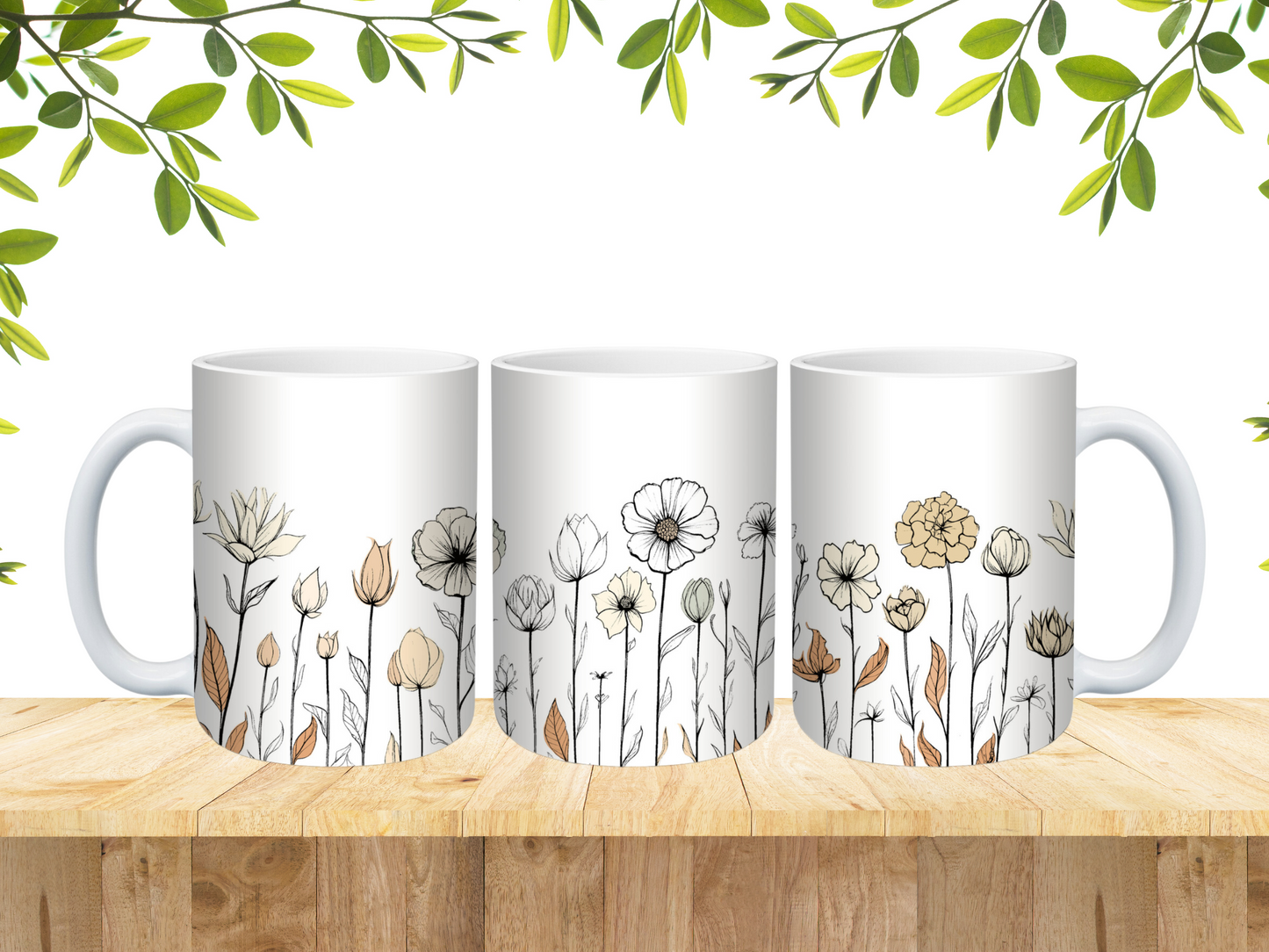 Floral Harmony Ceramic Mug