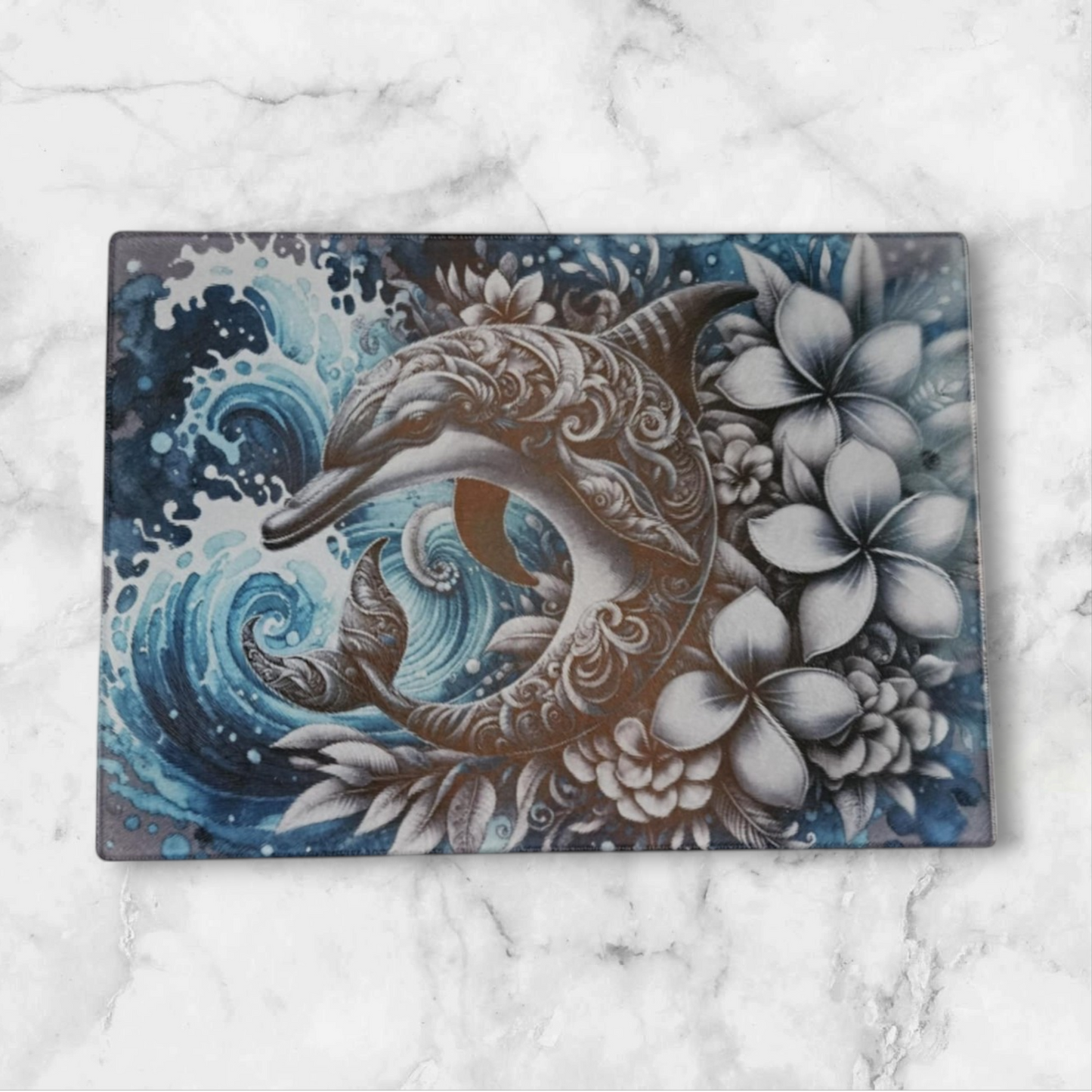 Ocean Elegance Glass Cutting Board